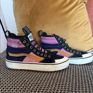 Vans Black and Pink High-Top Sneakers
